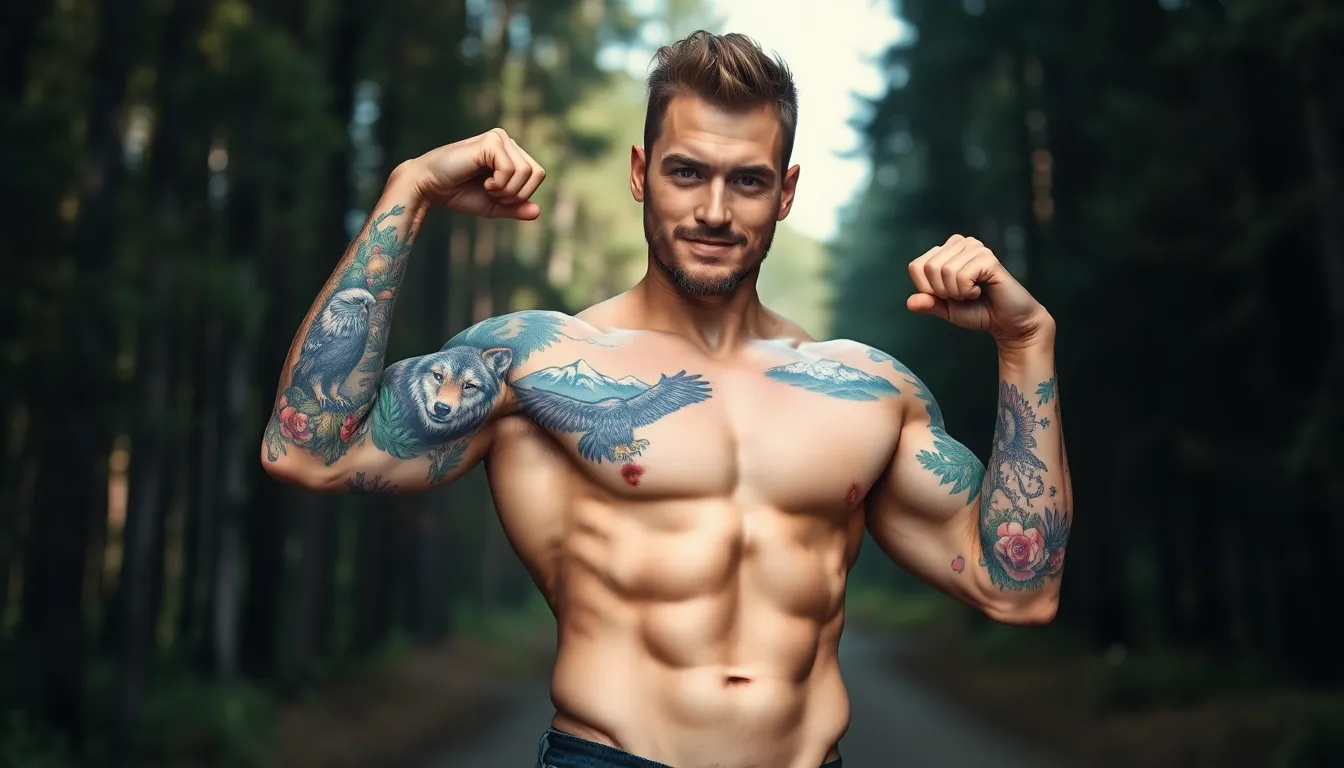 50 Stunning Colored Tattoo Designs for Men: From Bold Sleeves to Realistic Portraits 6 50 Stunning Colored Tattoo Designs for Men: From Bold Sleeves to Realistic Portraits 5