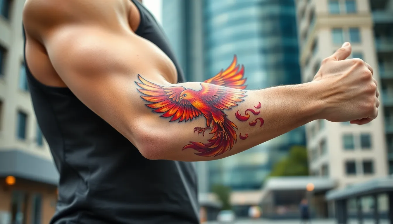 25 Stunning Forearm Phoenix Tattoo Ideas for Men: Complete Design Guide 2025 6 25 Stunning Forearm Phoenix Tattoo Ideas for Men: Complete Design Guide 2025 5