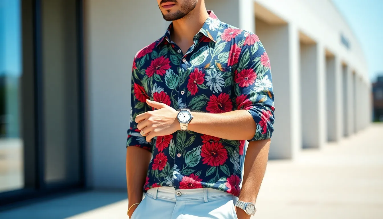 15 Best Mens Floral Shirt Outfit Ideas for Summer 2025 (Style Guide) 6 15 Best Mens Floral Shirt Outfit Ideas for Summer 2025 (Style Guide) 5