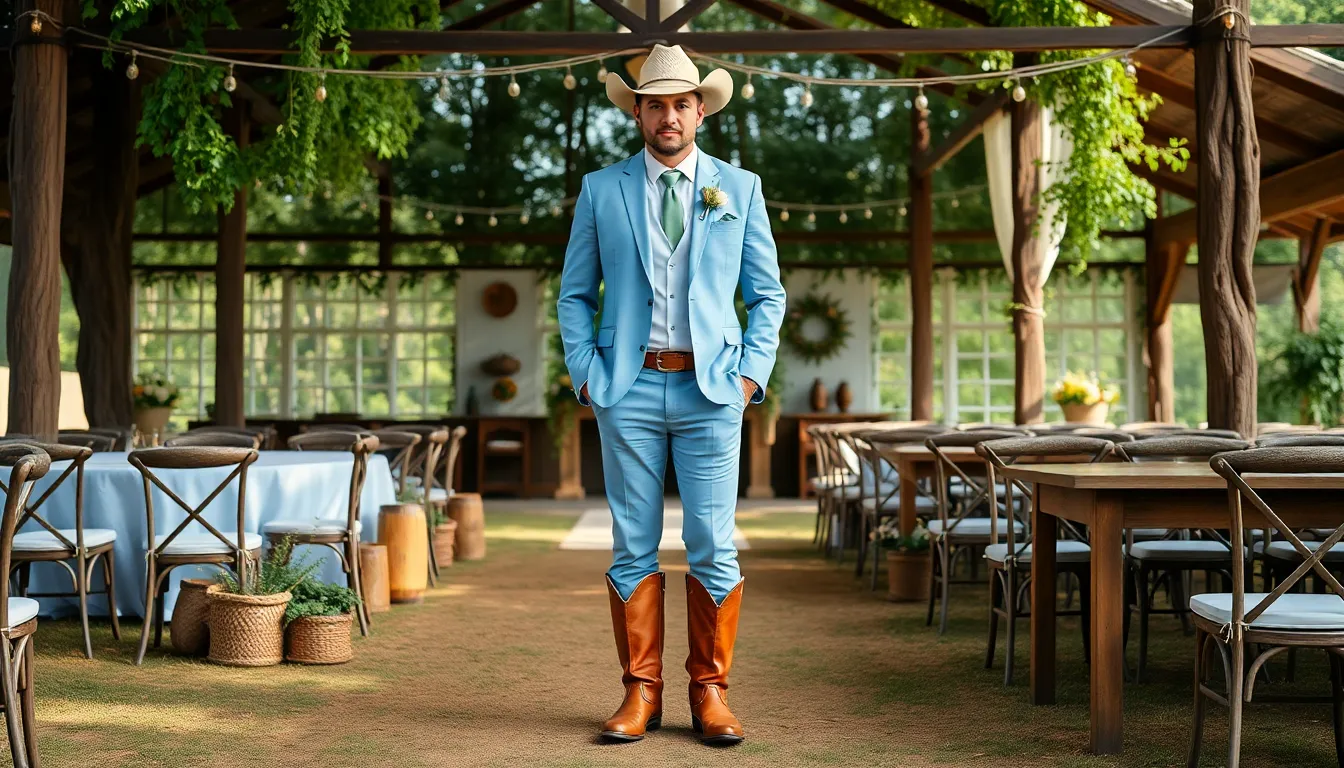 The Ultimate Guide to Cowboy Wedding Outfits for Men: Boots, Suits & Western Style 8 The Ultimate Guide to Cowboy Wedding Outfits for Men: Boots, Suits & Western Style 7