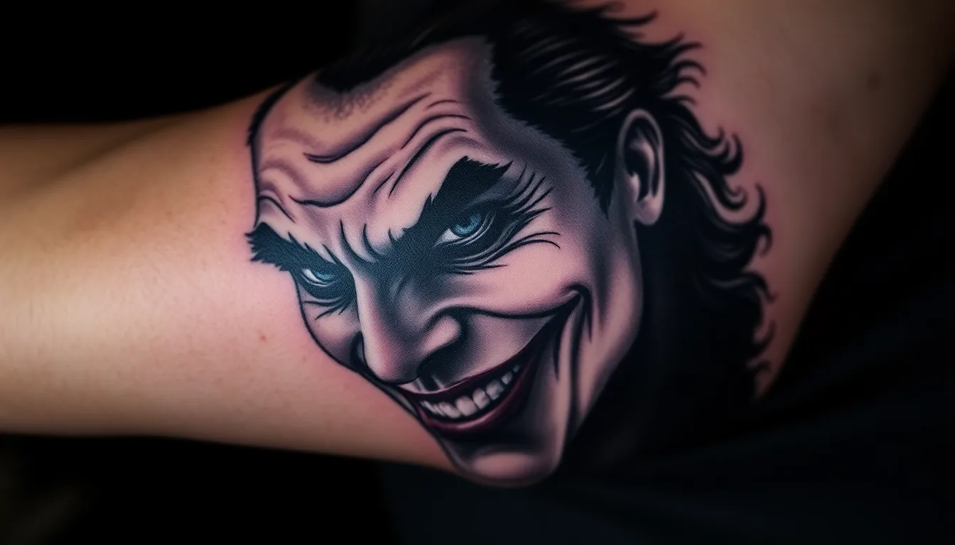 25 Epic Joker Tattoo Ideas for Men: From Heath Ledger to Minimalist Designs 8 25 Epic Joker Tattoo Ideas for Men: From Heath Ledger to Minimalist Designs 7