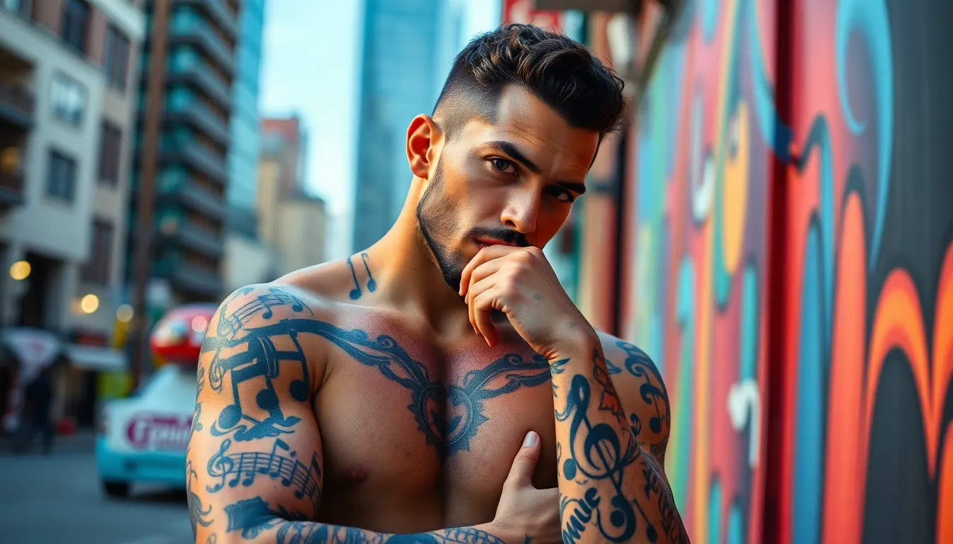50+ Bold Music Tattoo Ideas for Men: Instruments, Lyrics & More 8 50+ Bold Music Tattoo Ideas for Men: Instruments, Lyrics & More 7