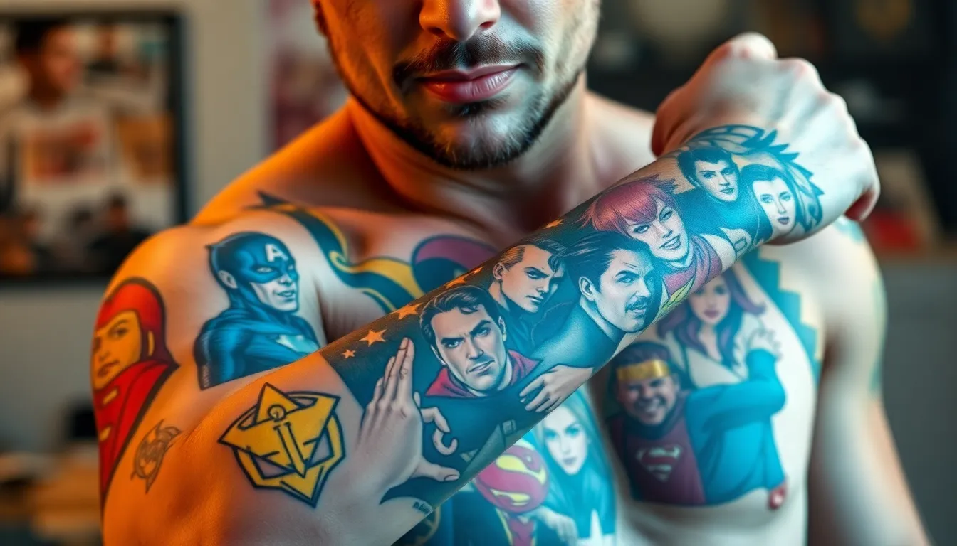 50 Stunning Colored Tattoo Designs for Men: From Bold Sleeves to Realistic Portraits 10 50 Stunning Colored Tattoo Designs for Men: From Bold Sleeves to Realistic Portraits 9