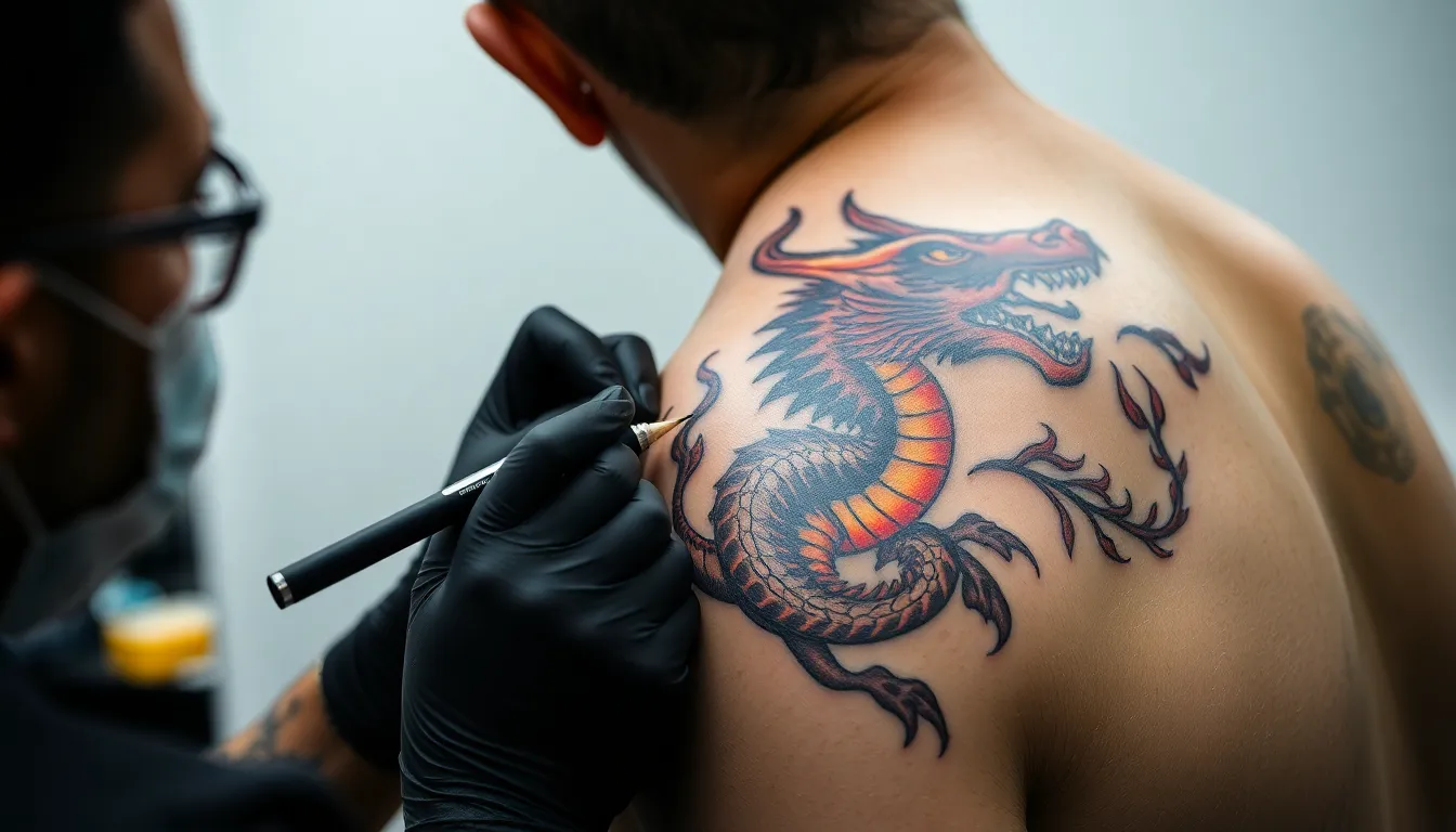 Epic Dragon Shoulder Tattoos for Men: Bold Designs & Complete Style Guide 10 Epic Dragon Shoulder Tattoos for Men: Bold Designs & Complete Style Guide 9