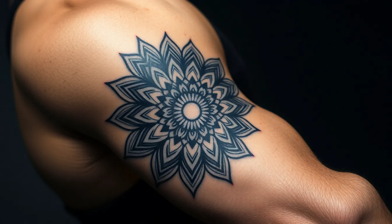 50+ Bold Mandala Tattoo Designs for Men: Sacred Geometry Meets Masculine Art 10 50+ Bold Mandala Tattoo Designs for Men: Sacred Geometry Meets Masculine Art 9