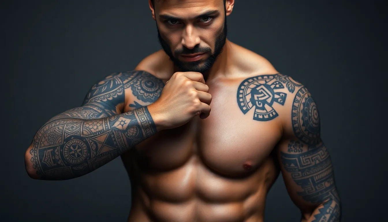 50+ Powerful Aztec Tattoo Designs for Men: Warriors, Gods & Sacred Symbols 12 50+ Powerful Aztec Tattoo Designs for Men: Warriors, Gods & Sacred Symbols 11