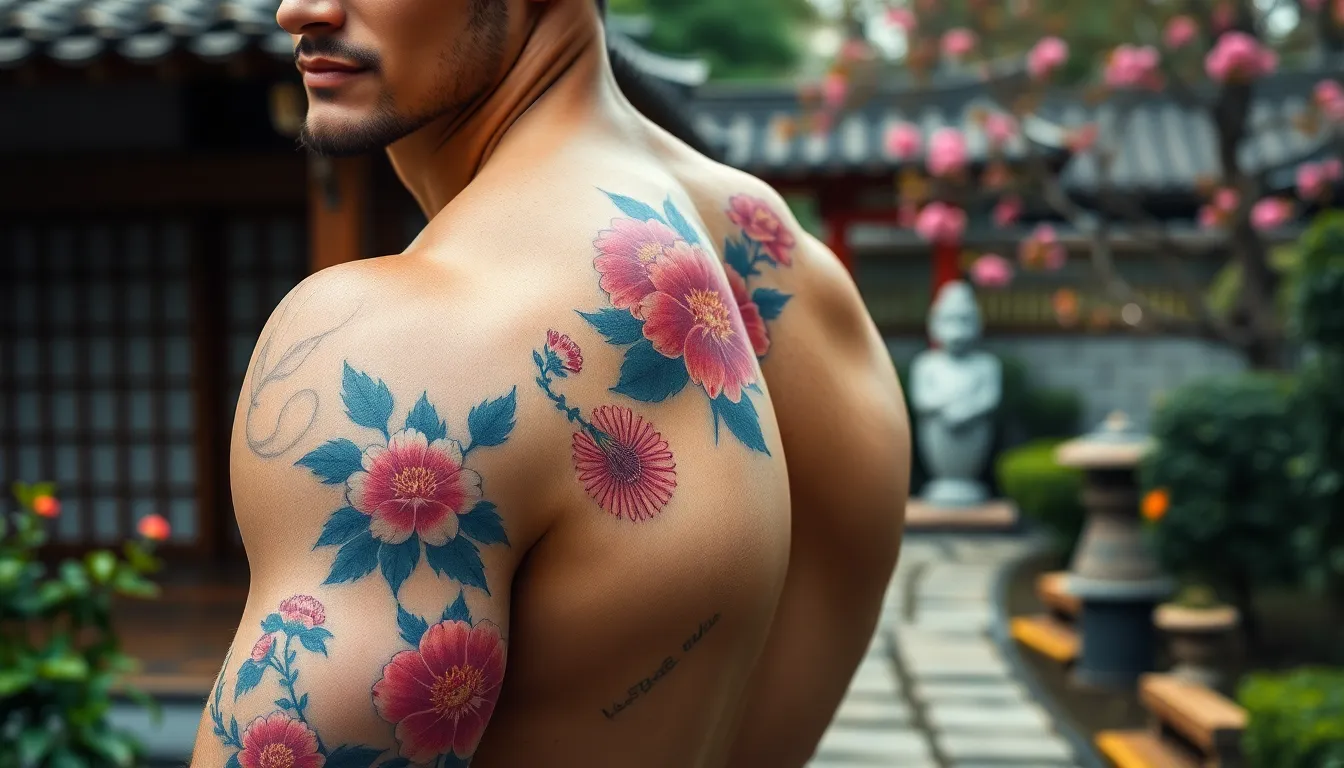25 Powerful Japanese Flower Tattoo Designs for Men (With Deep Cultural Meanings) 12 25 Powerful Japanese Flower Tattoo Designs for Men (With Deep Cultural Meanings) 11