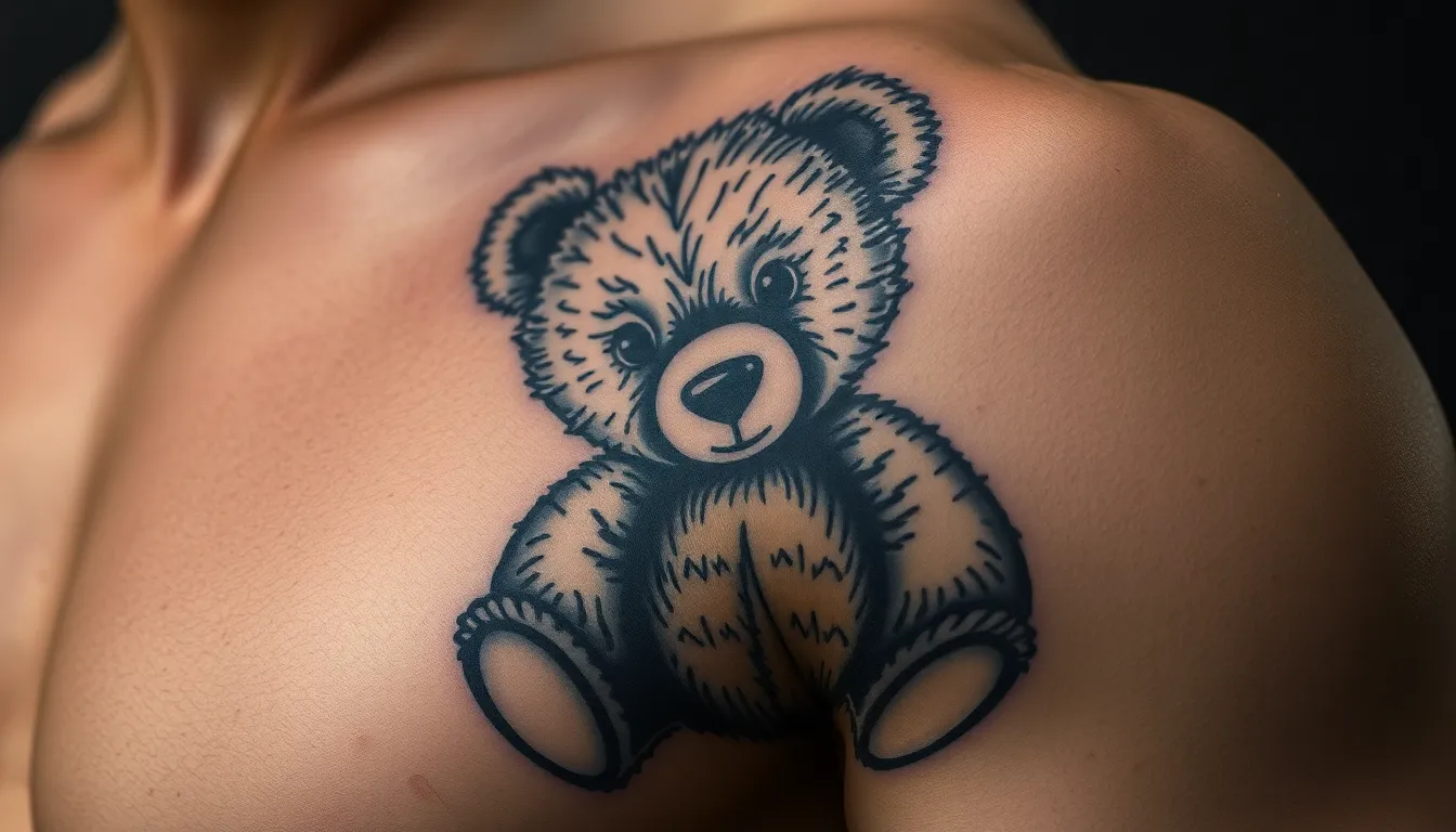 Teddy Bear Tattoo for Men: 15 Masculine Designs That Prove Soft Can Be Strong 12 Teddy Bear Tattoo for Men: 15 Masculine Designs That Prove Soft Can Be Strong 11