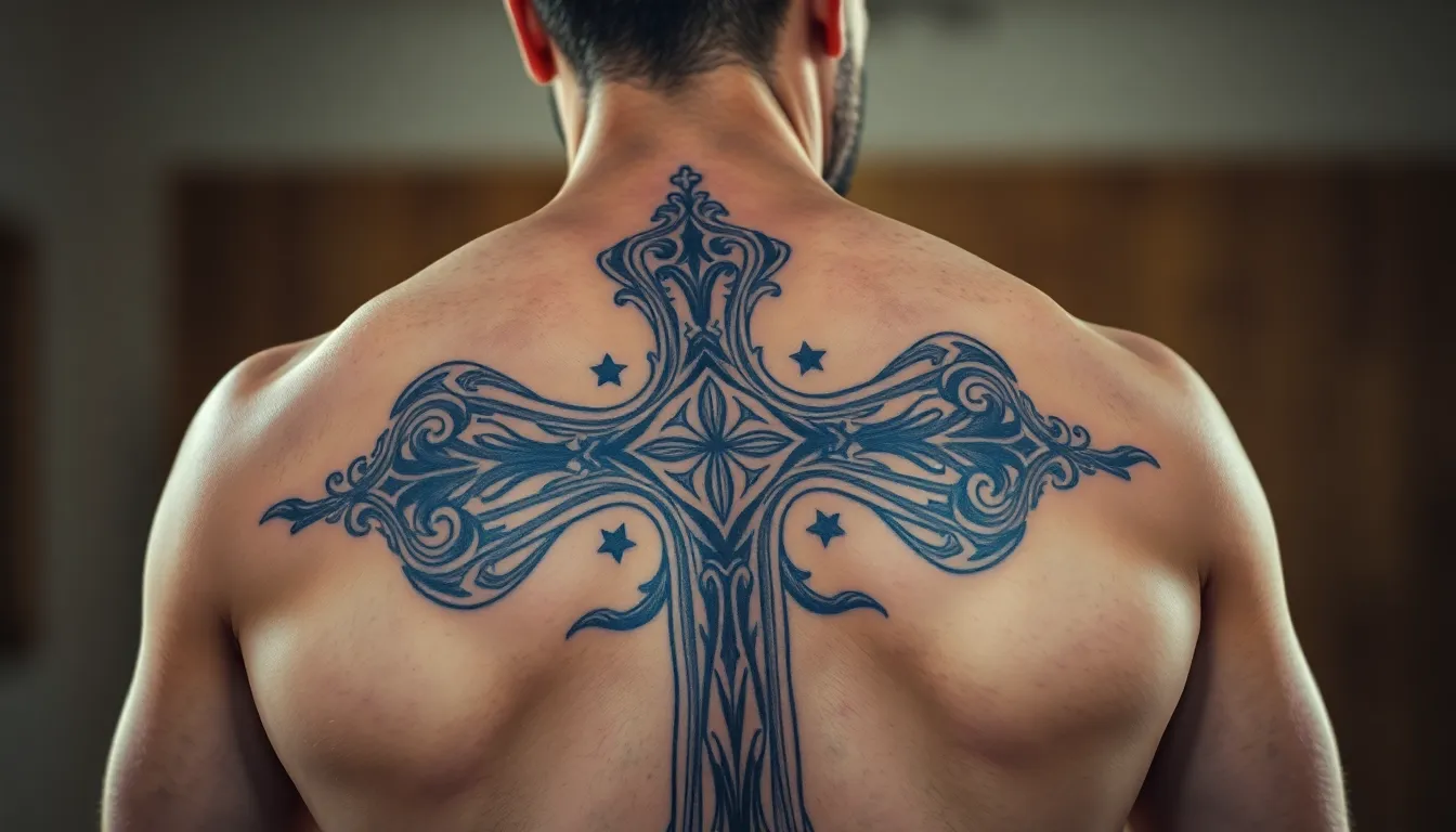 50+ Back Cross Tattoo Ideas for Men: Traditional & Modern Designs 14 50+ Back Cross Tattoo Ideas for Men: Traditional & Modern Designs 13