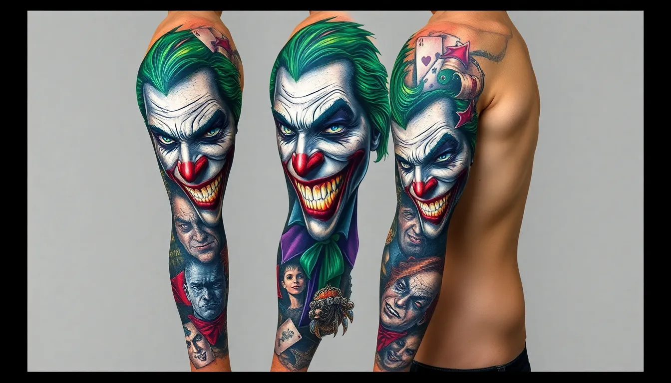 25 Epic Joker Tattoo Ideas for Men: From Heath Ledger to Minimalist Designs 14 25 Epic Joker Tattoo Ideas for Men: From Heath Ledger to Minimalist Designs 13
