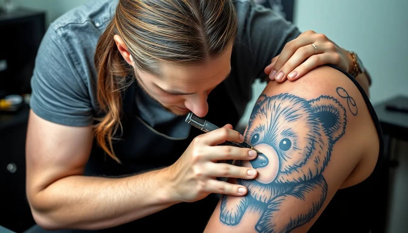 Teddy Bear Tattoo for Men: 15 Masculine Designs That Prove Soft Can Be Strong 14 Teddy Bear Tattoo for Men: 15 Masculine Designs That Prove Soft Can Be Strong 13