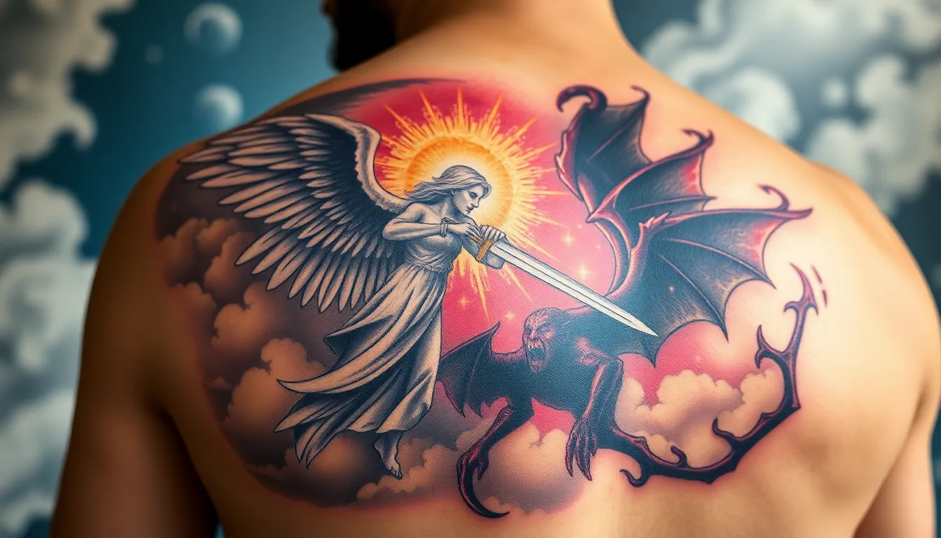 50+ Powerful Angel Tattoo Designs for Men: Ultimate Guide to Masculine Spiritual Ink 16 50+ Powerful Angel Tattoo Designs for Men: Ultimate Guide to Masculine Spiritual Ink 15