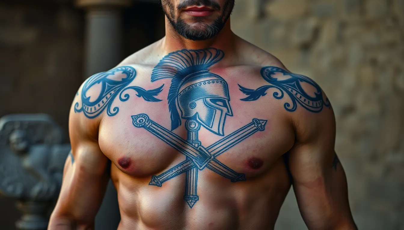 50 Epic Gladiator Tattoo Designs for Men: Warrior Ink That Commands Respect 16 50 Epic Gladiator Tattoo Designs for Men: Warrior Ink That Commands Respect 15
