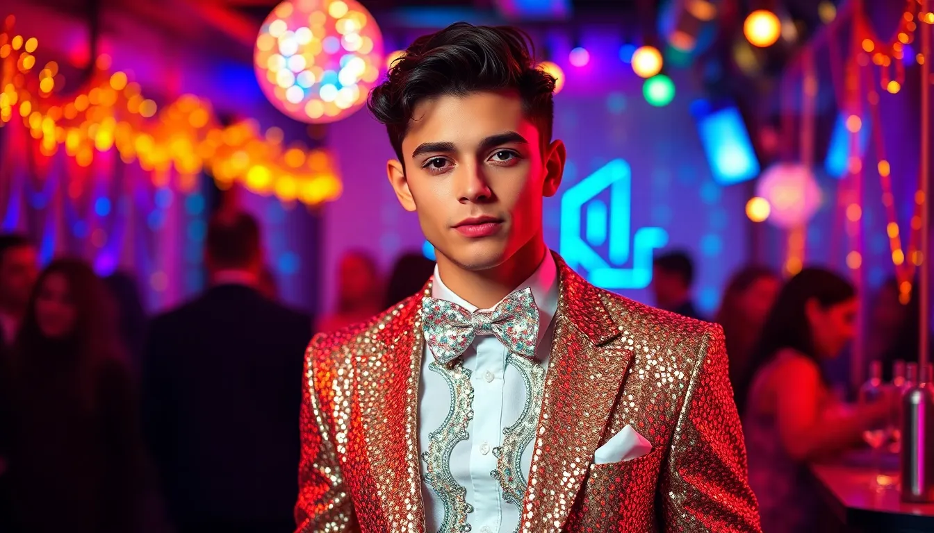 Men's Glitter & Glamour Party Outfits: Bold Style Ideas That Turn Heads 16 Men's Glitter & Glamour Party Outfits: Bold Style Ideas That Turn Heads 15