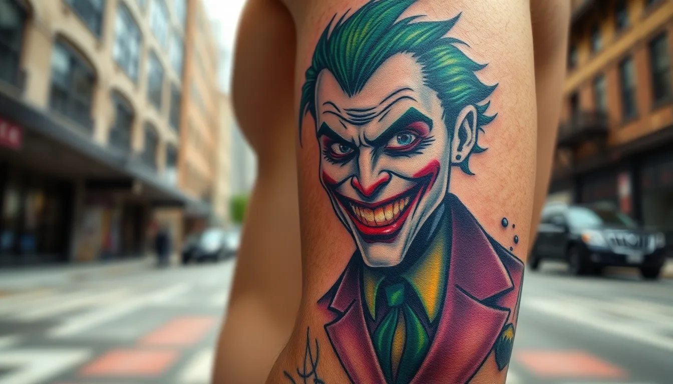 25 Epic Joker Tattoo Ideas for Men: From Heath Ledger to Minimalist Designs 16 25 Epic Joker Tattoo Ideas for Men: From Heath Ledger to Minimalist Designs 15