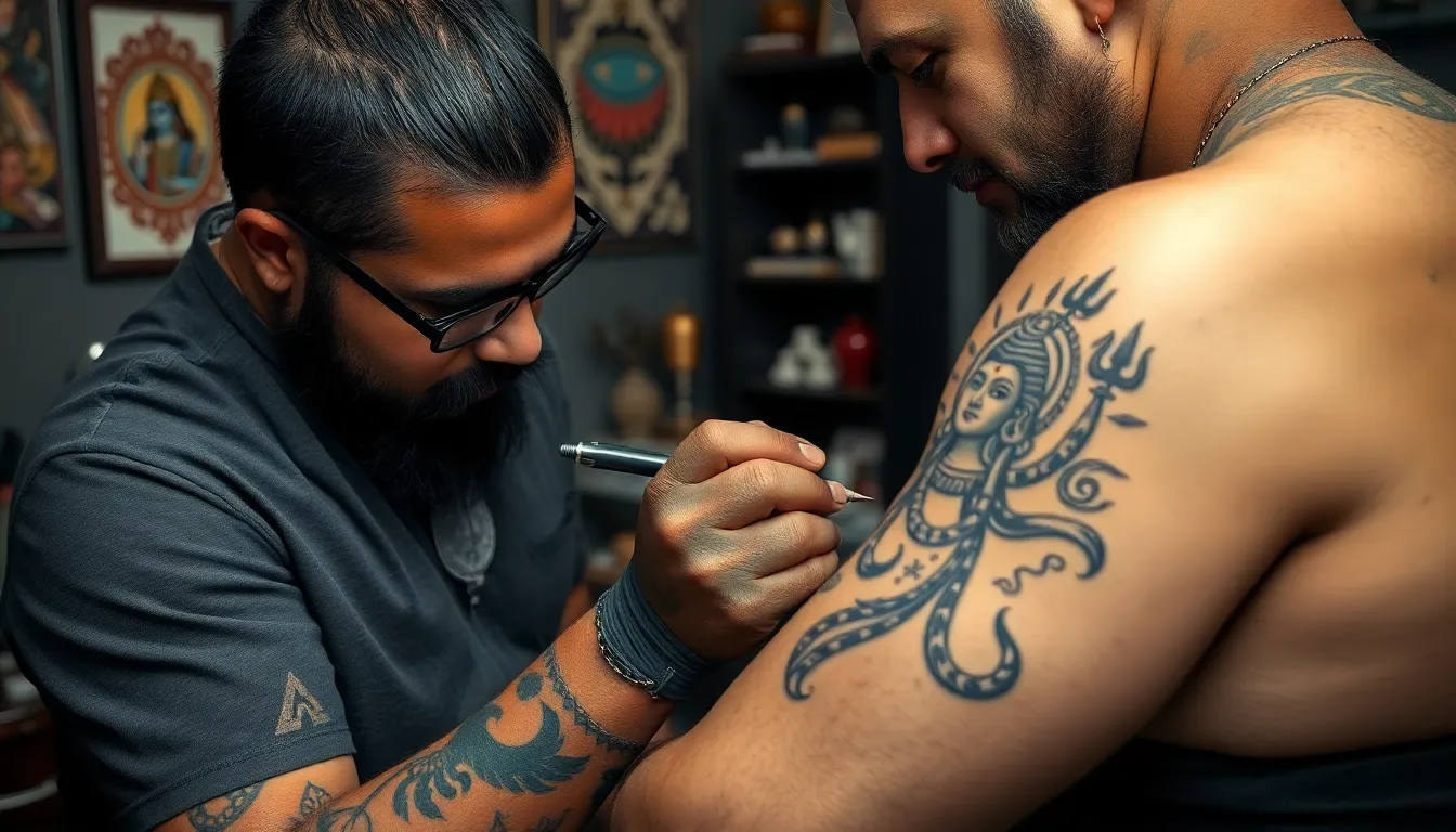 50+ Powerful Lord Shiva Tattoo Ideas for Men's Arms That Command Respect 16 50+ Powerful Lord Shiva Tattoo Ideas for Men's Arms That Command Respect 15