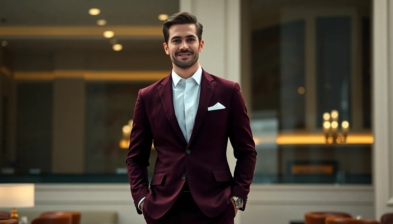 Wine Color Suits for Men: The Ultimate Style Guide for Every Occasion 16 Wine Color Suits for Men: The Ultimate Style Guide for Every Occasion 15