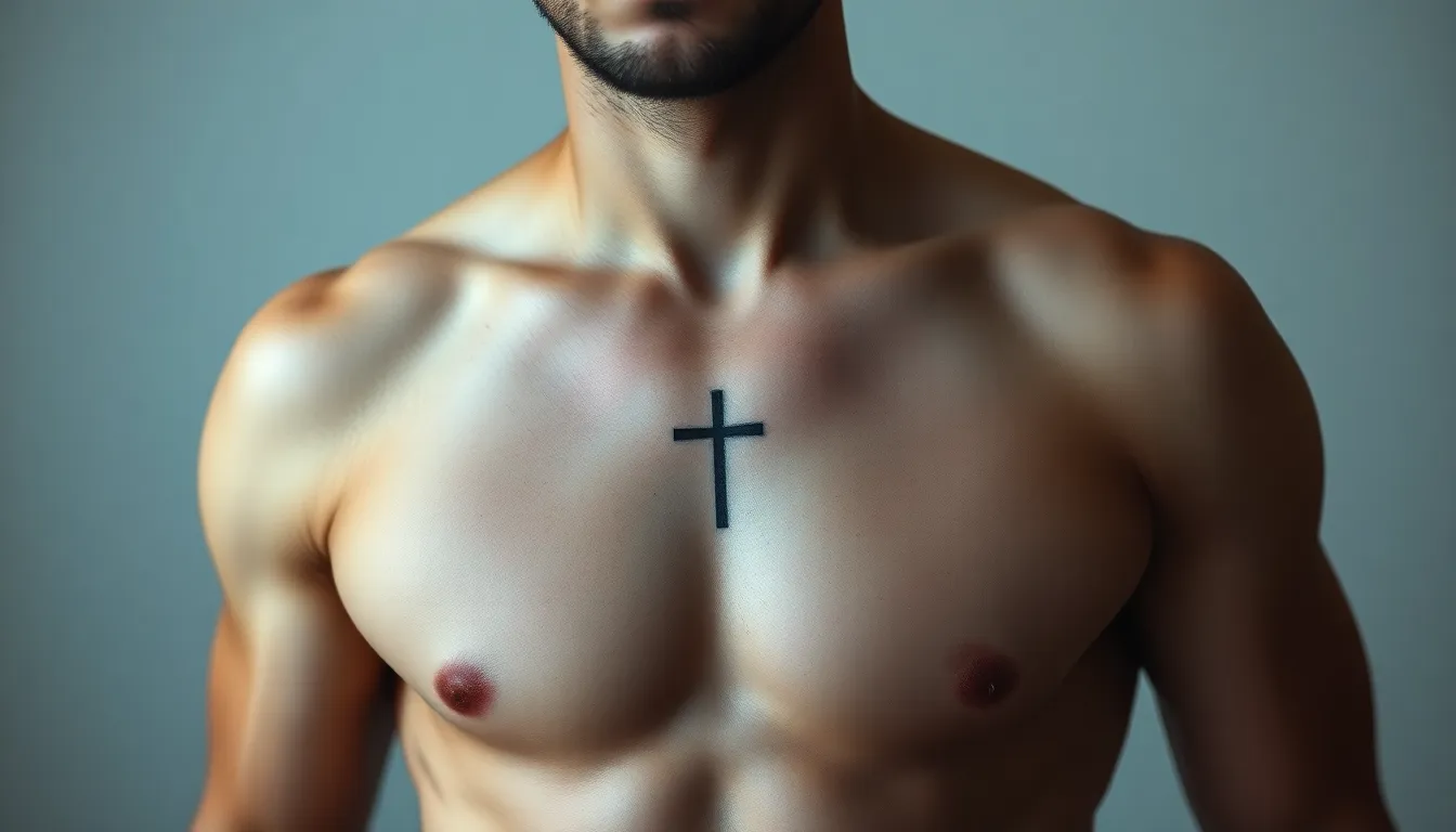50+ Bold Chest Cross Tattoo Ideas for Men: Designs, Placement & Meaning Guide 2 50+ Bold Chest Cross Tattoo Ideas for Men: Designs, Placement & Meaning Guide 1