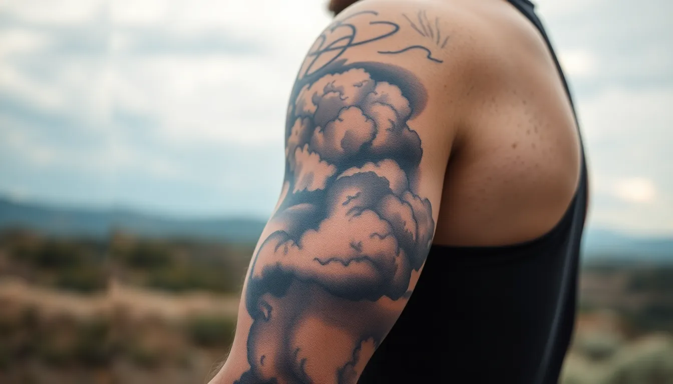 50+ Epic Cloud Tattoo Sleeve Ideas for Men (2025 Design Guide) 2 50+ Epic Cloud Tattoo Sleeve Ideas for Men (2025 Design Guide) 1