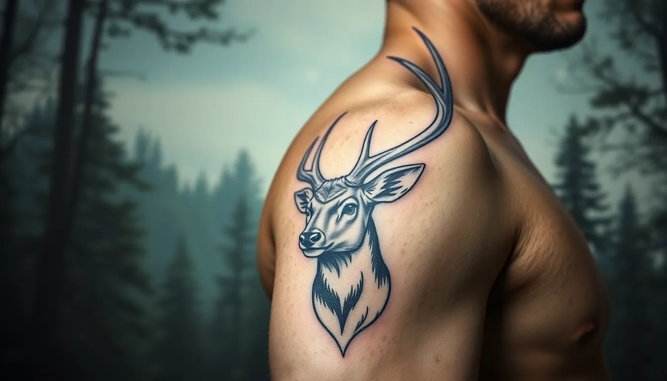 50+ Stunning Deer Tattoo Designs for Men: From Realistic to Geometric Styles 2 50+ Stunning Deer Tattoo Designs for Men: From Realistic to Geometric Styles 1