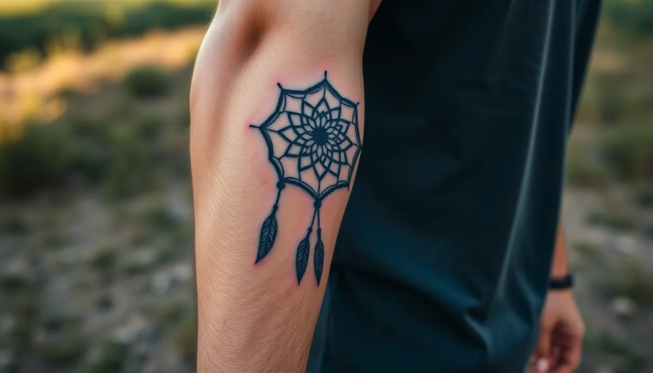 Dream Catcher Tattoo for Men: Designs, Meanings & Placement Guide 2025 2 Dream Catcher Tattoo for Men: Designs, Meanings & Placement Guide 2025 1