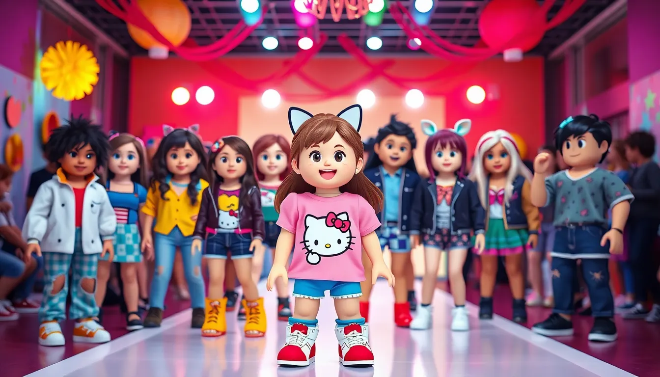 t shirt roblox girl hello kitty