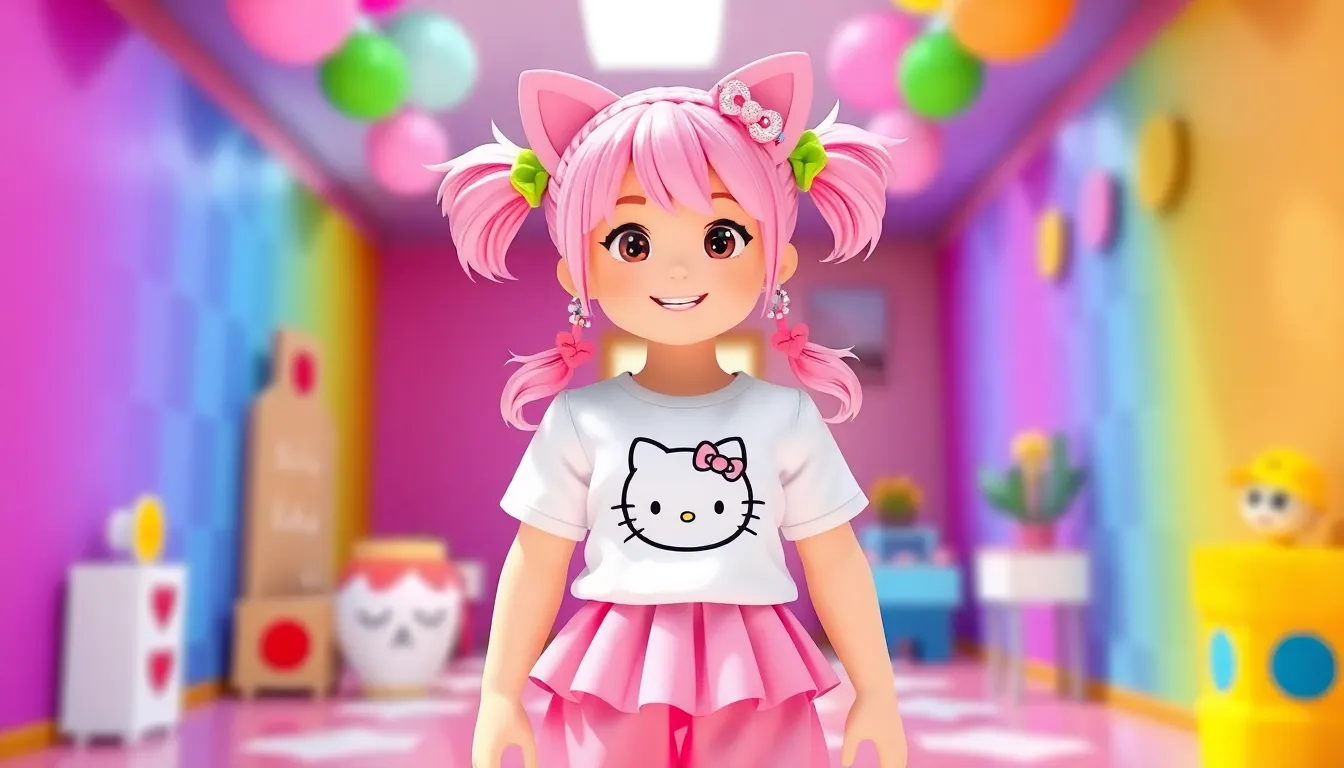 t shirt roblox girl hello kitty