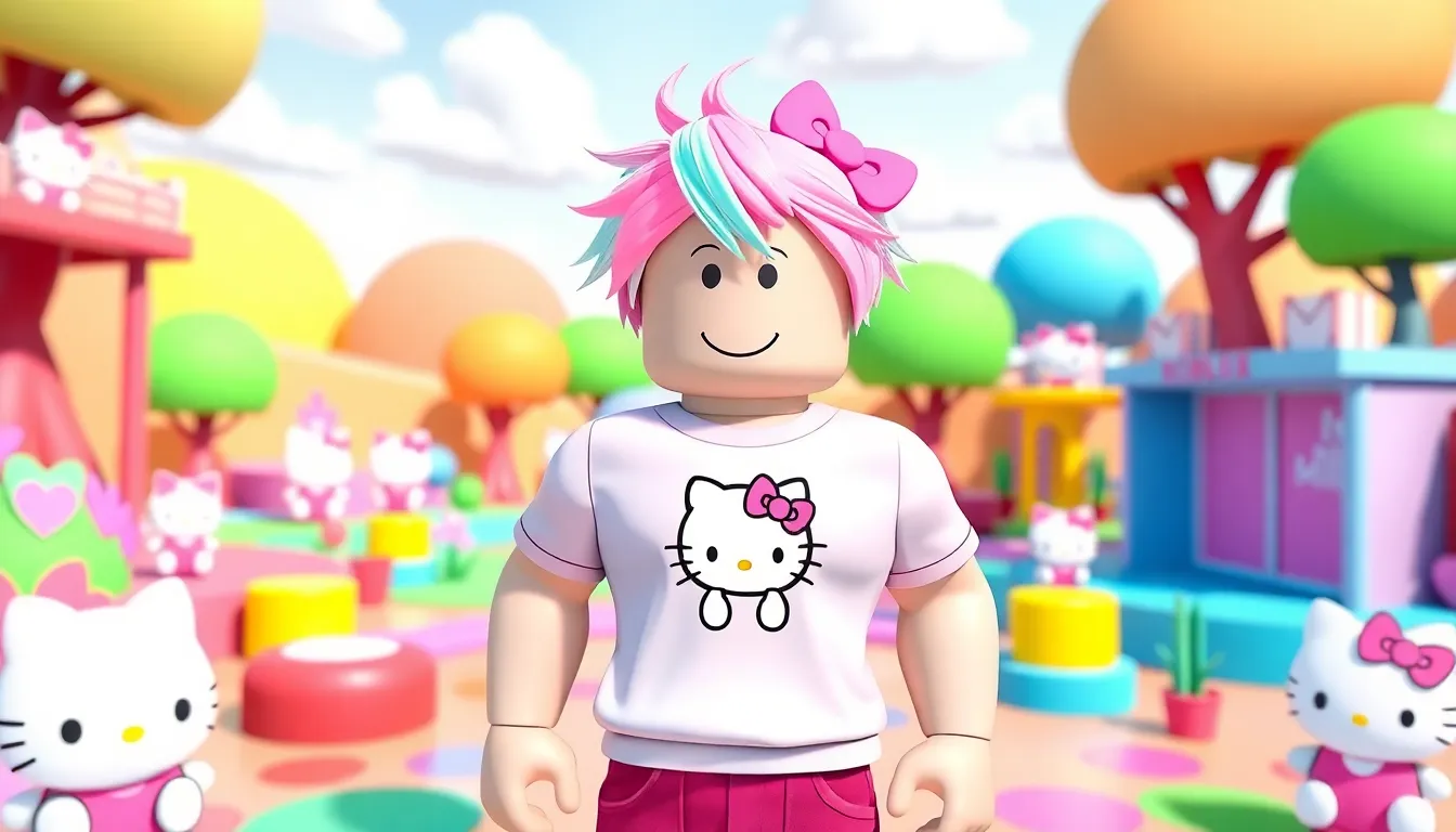 t shirt roblox girl hello kitty