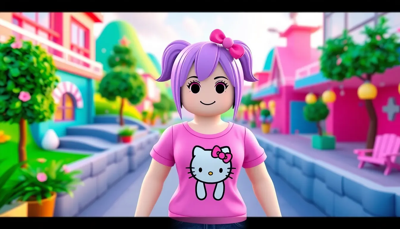 t shirt roblox girl hello kitty