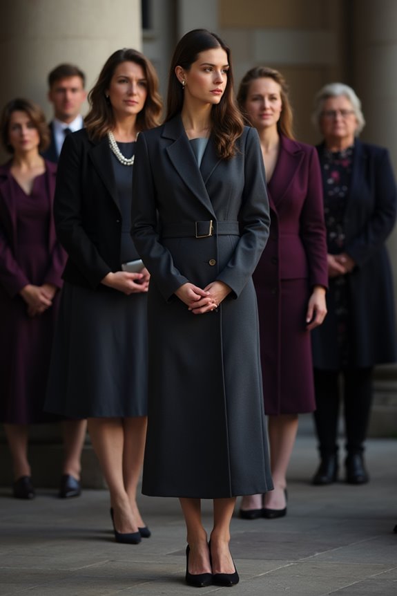 conservative muted funeral attire details
