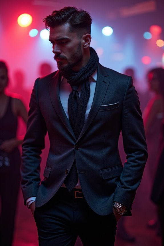 dark blazer elevates nightclub outfit