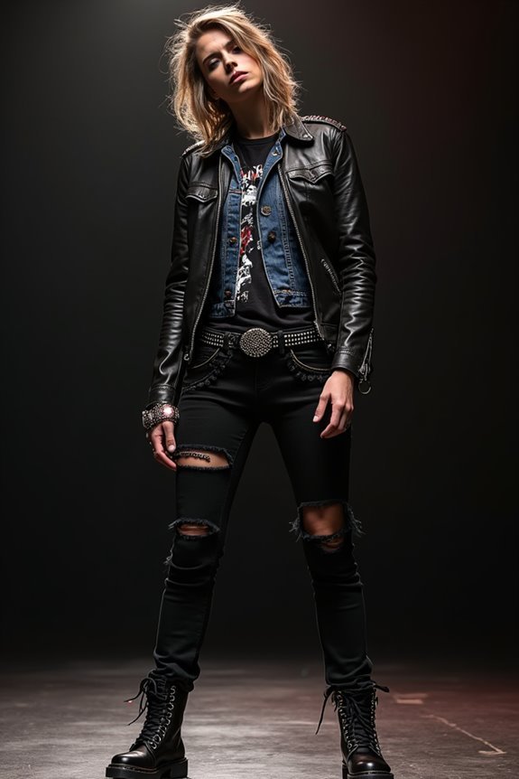 leather denim ripped edge rebellion