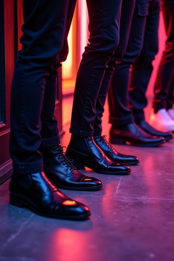 polished footwear for club doors