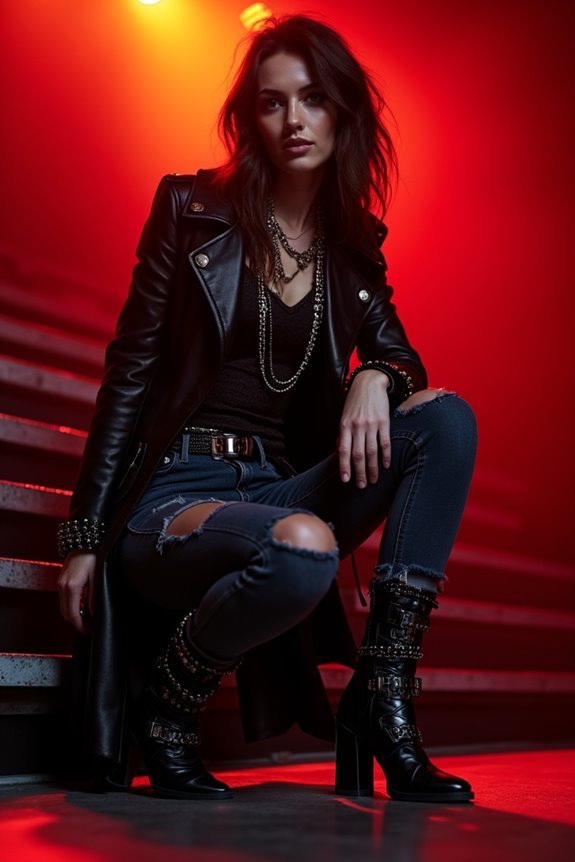 statement boots or bold jewelry anchor look